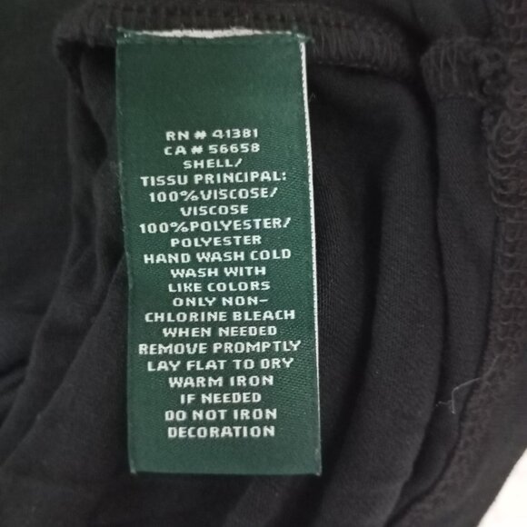 Lauren Ralph Lauren Womens Sheer Black Long Sleeve Blouse With Beaded Collar Siz - Picture 3 of 9